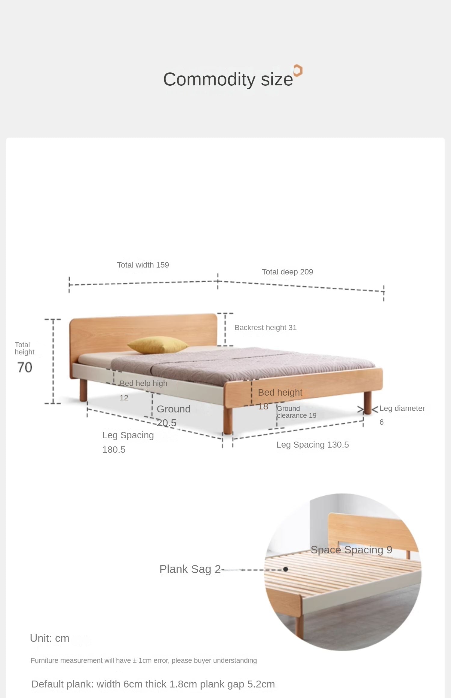 European Beech Solid Wood Modern Double Bed