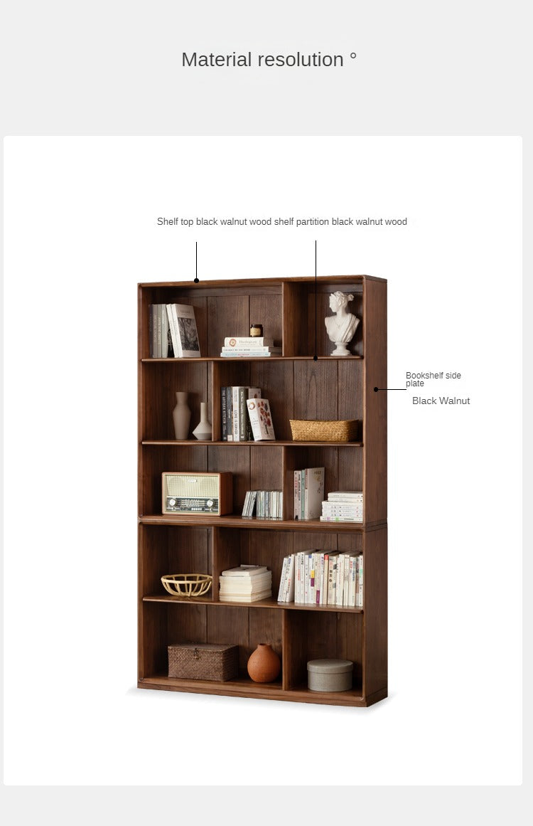 Black Walnut Solid Wood Floor-standing Low Bookcase