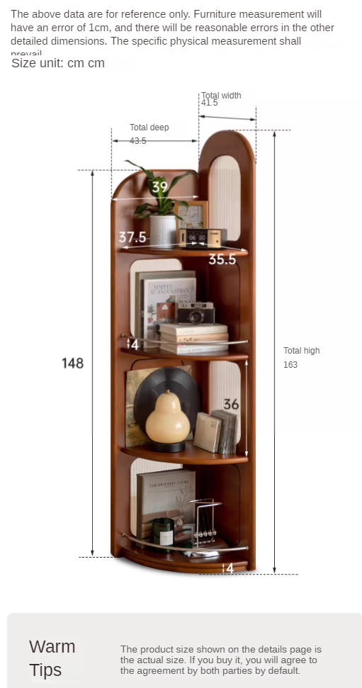 Poplar Solid Wood Retro Corner Bookshelf