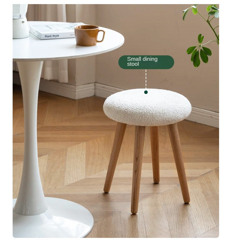 Oak Solid Wood Round Makeup Stool: