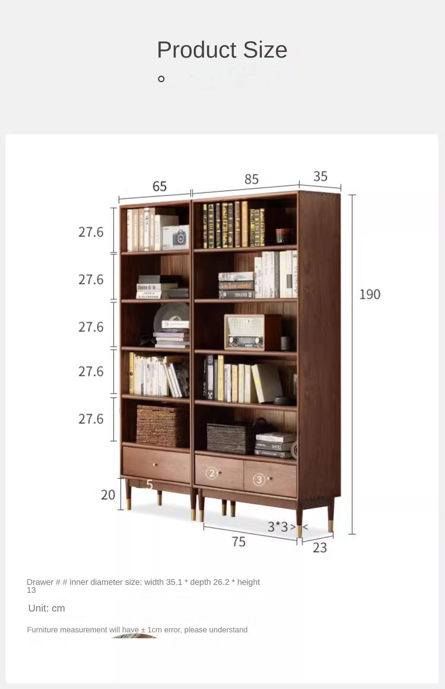 Black walnut combination bookcase cabinet"-