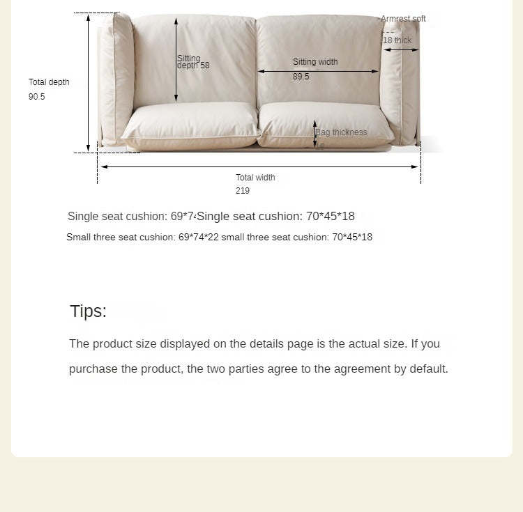 Fabric Cream Style Straight Sofa