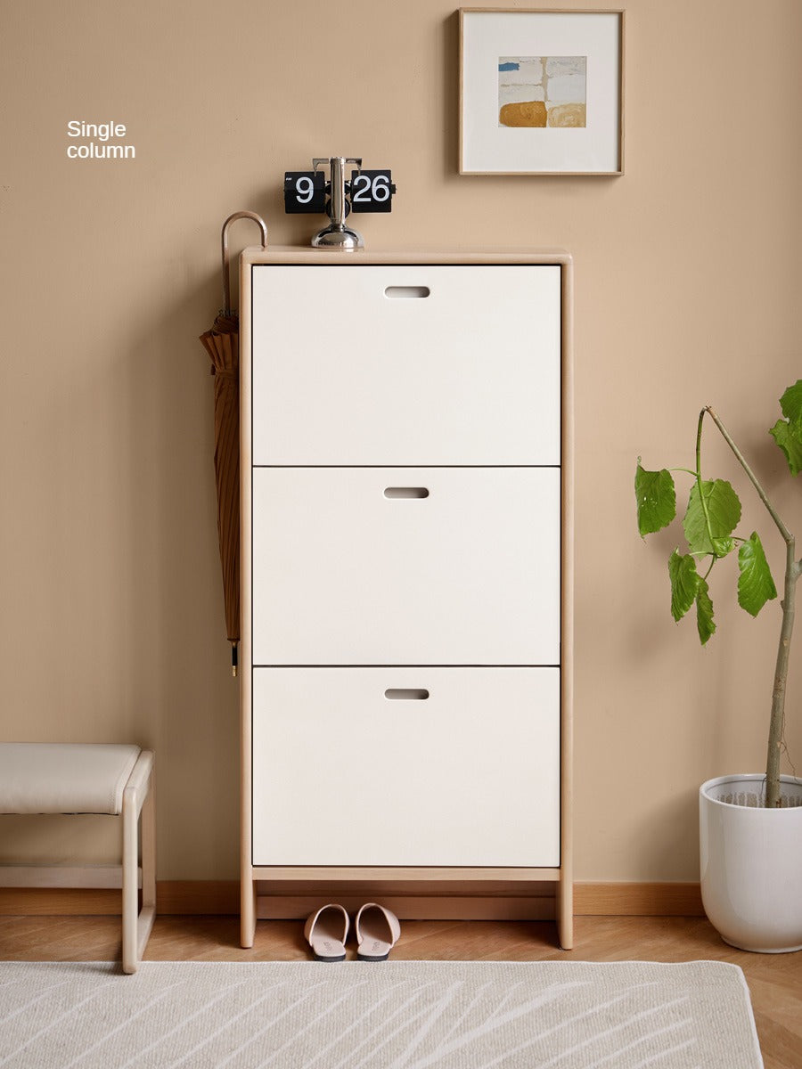 Birch solid wood ultra-thin shoe cabinet