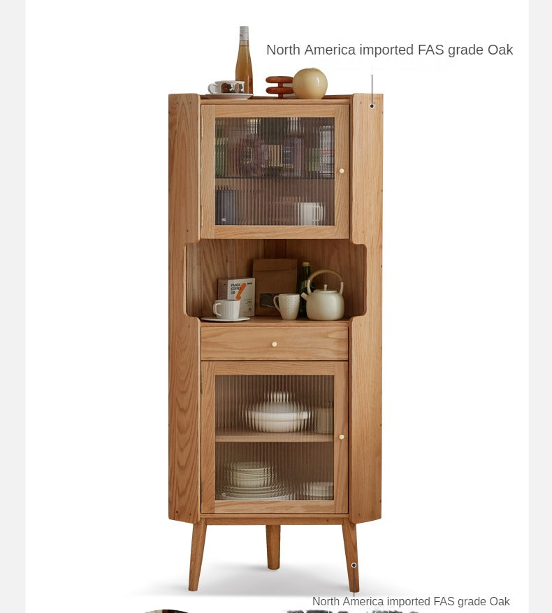 Oak solid wood corner side cabinet modern: