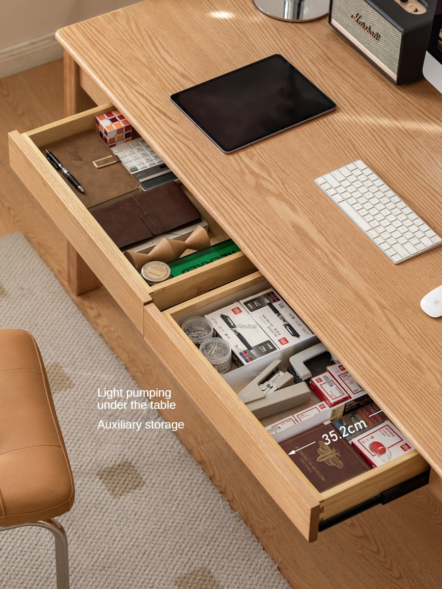 Oak, Ash Solid Wood USB Office Desk