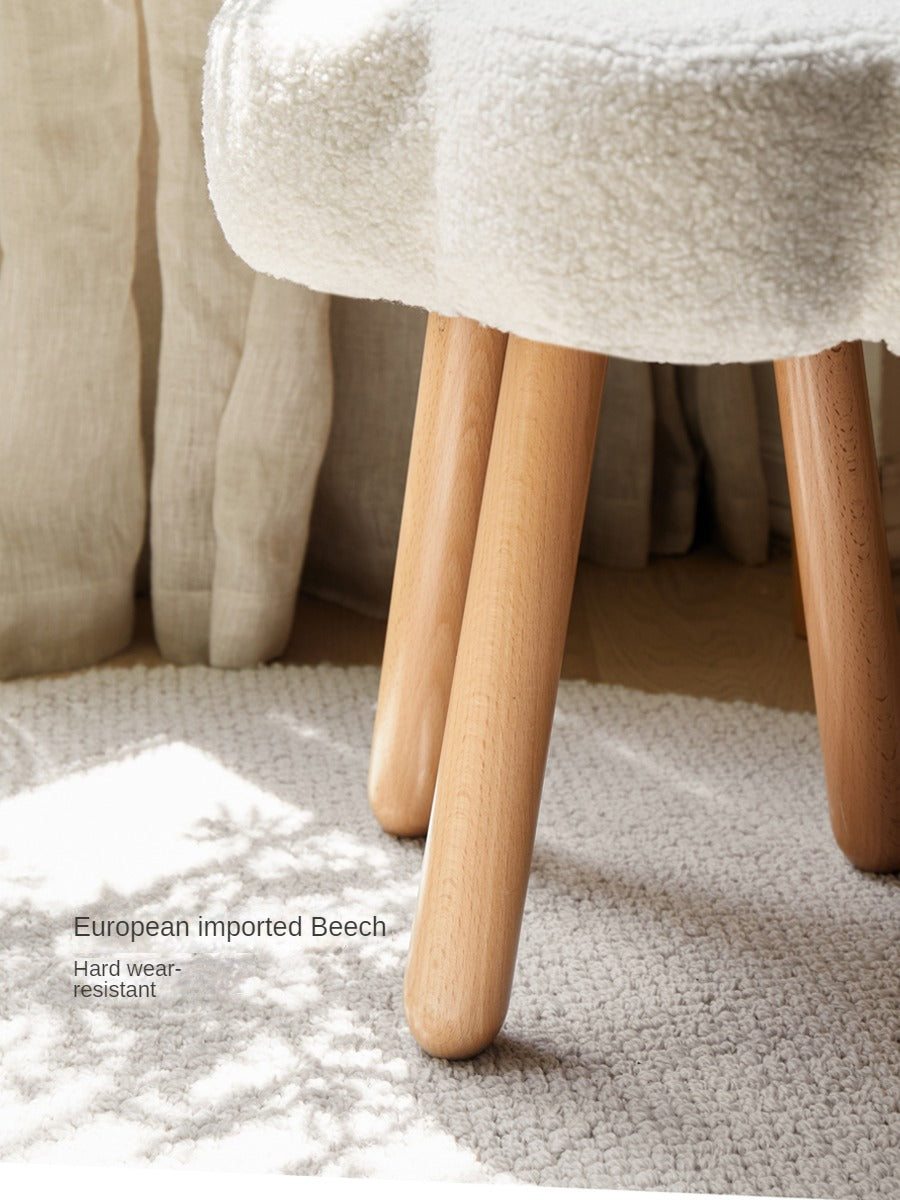 Beech solid wood lamb velvet cloud makeup stool*
