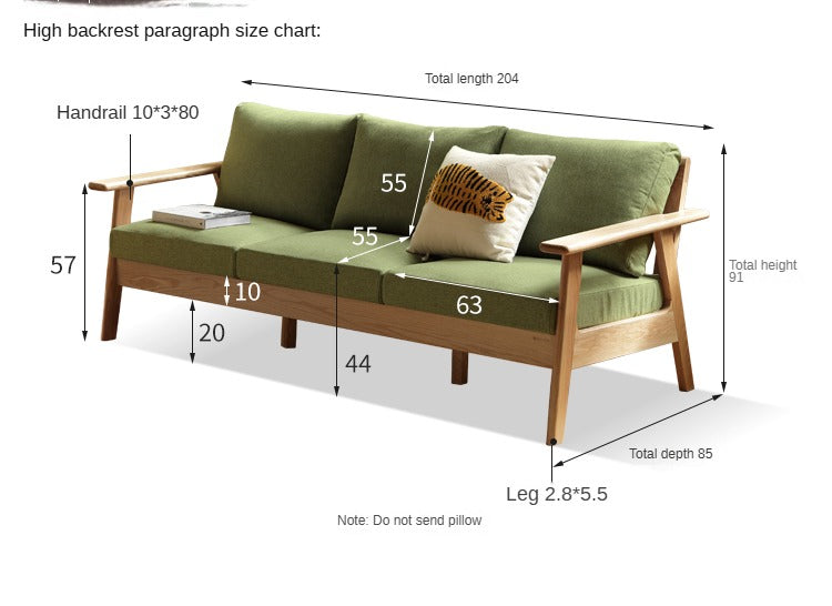 Oak Solid Wood Fabric Sofa