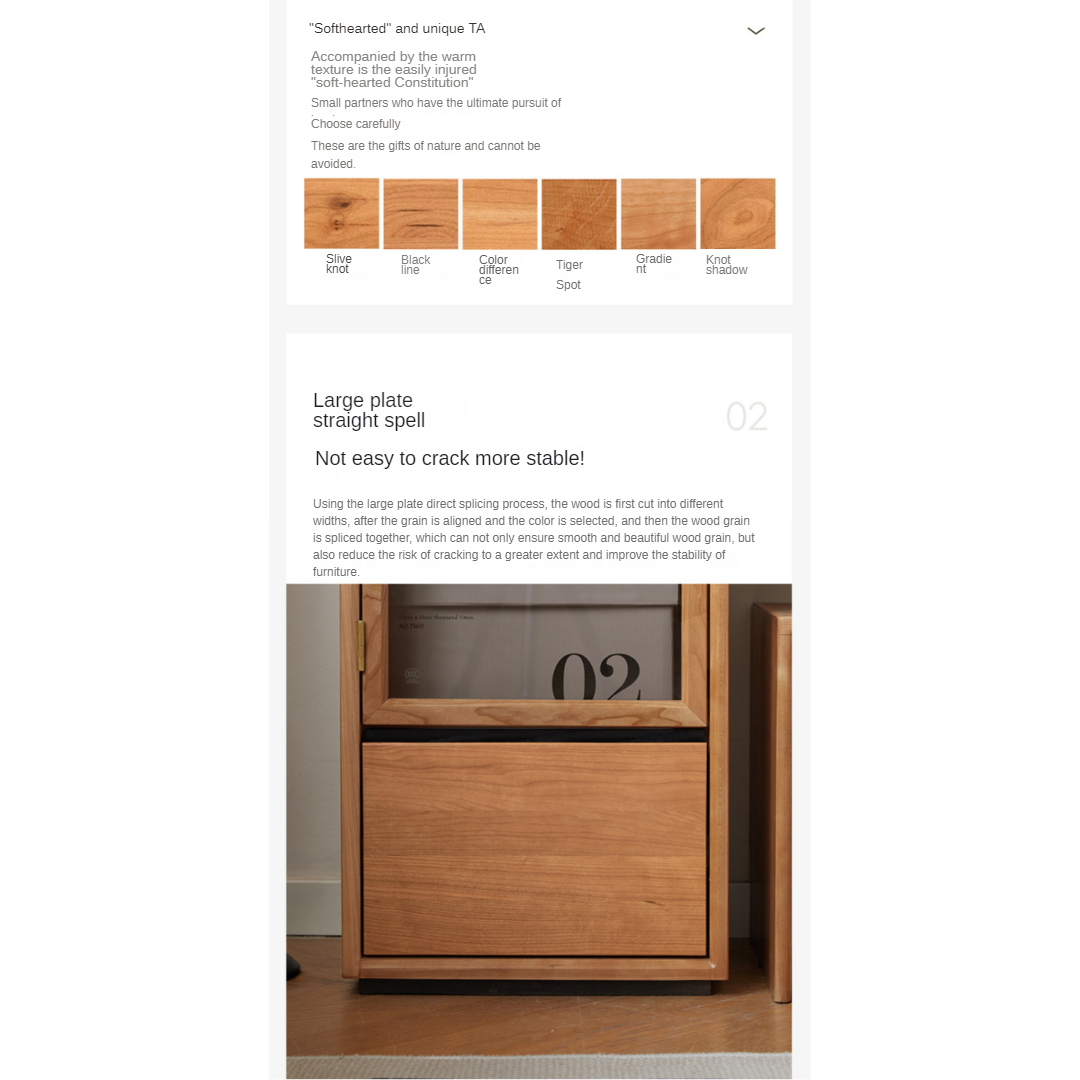 Cherry Solid Wood Display Side Cabinet Modern