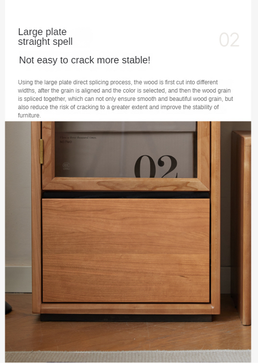 Cherry, Sandalwood, Black Walnut, Oak Solid Wood Display Side Cabinet Modern.