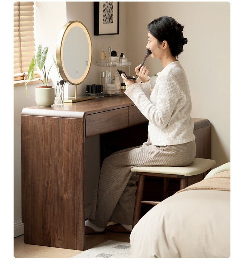 Black walnut solid wood dressing table chest of drawers