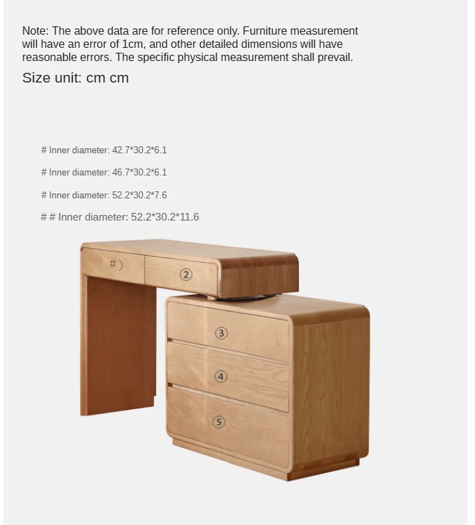 Ash Solid Wood Telescopic Dressing Table Integrated Storage<.