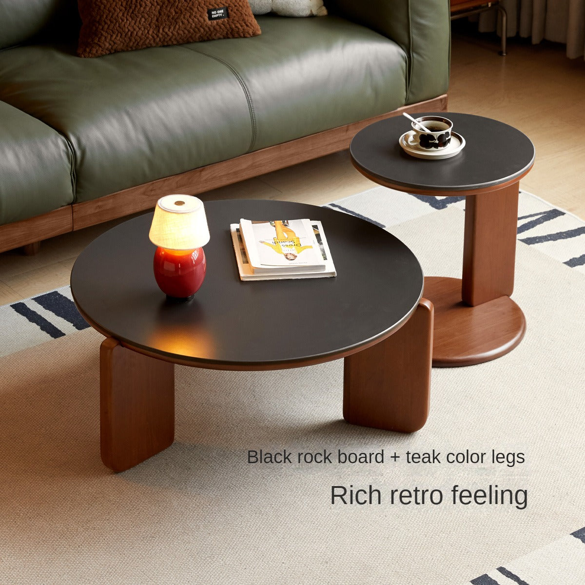 Poplar solid wood rock board coffee table