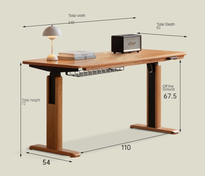 Cherry, Ash Solid Wood Electric Elevating Desk