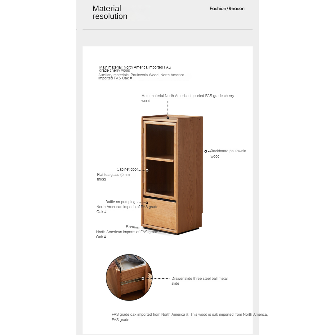 Cherry Solid Wood Display Side Cabinet Modern