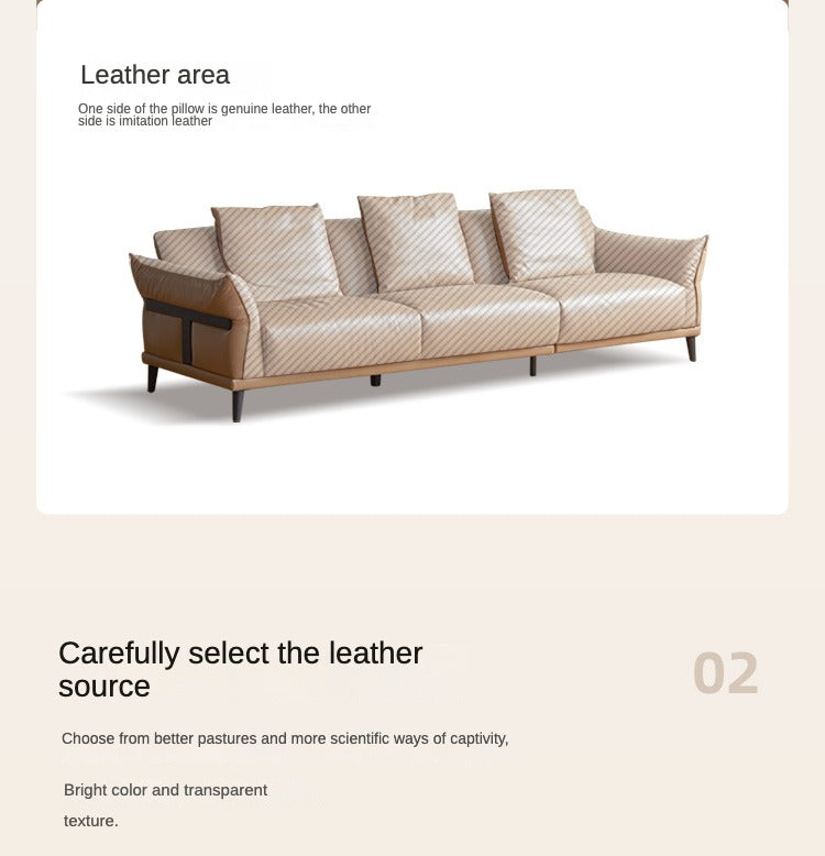 Genuine leather down sofa, top layer cowhide sofa)