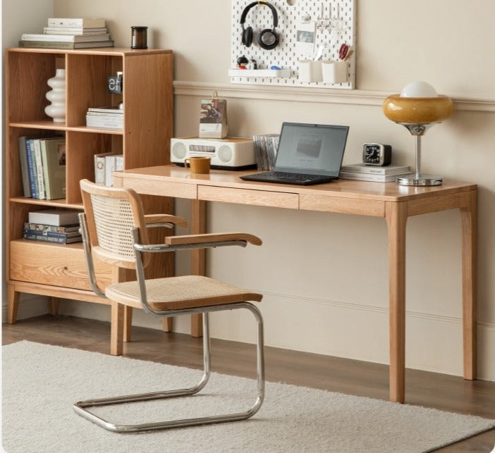 Oak, Beech Solid Wood Shelves Office Desk