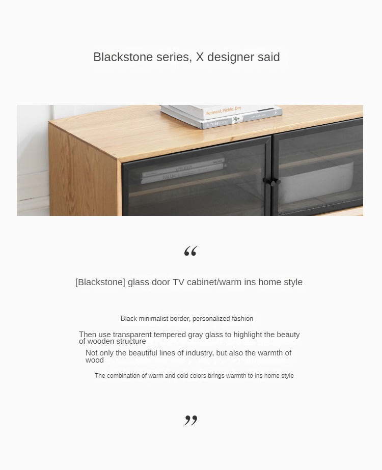 Oak solid wood modern minimalist floor TV cabinet