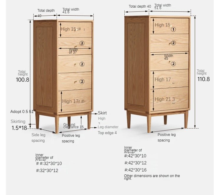 Oak solid wood Chest of drawers: