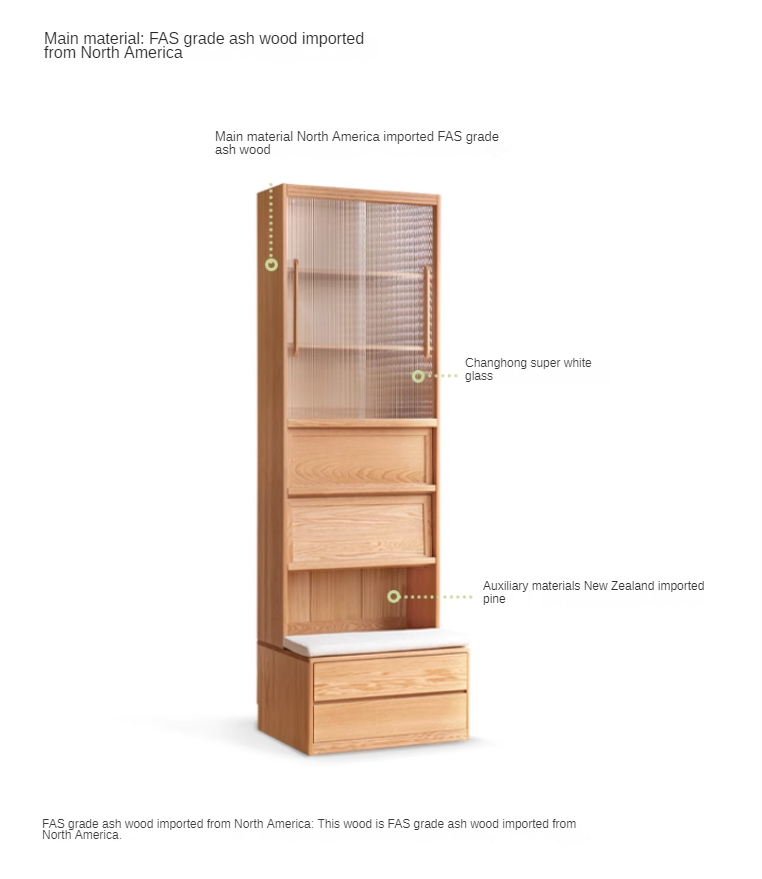 Ash solid wood modern combination bookcase integrated card seat