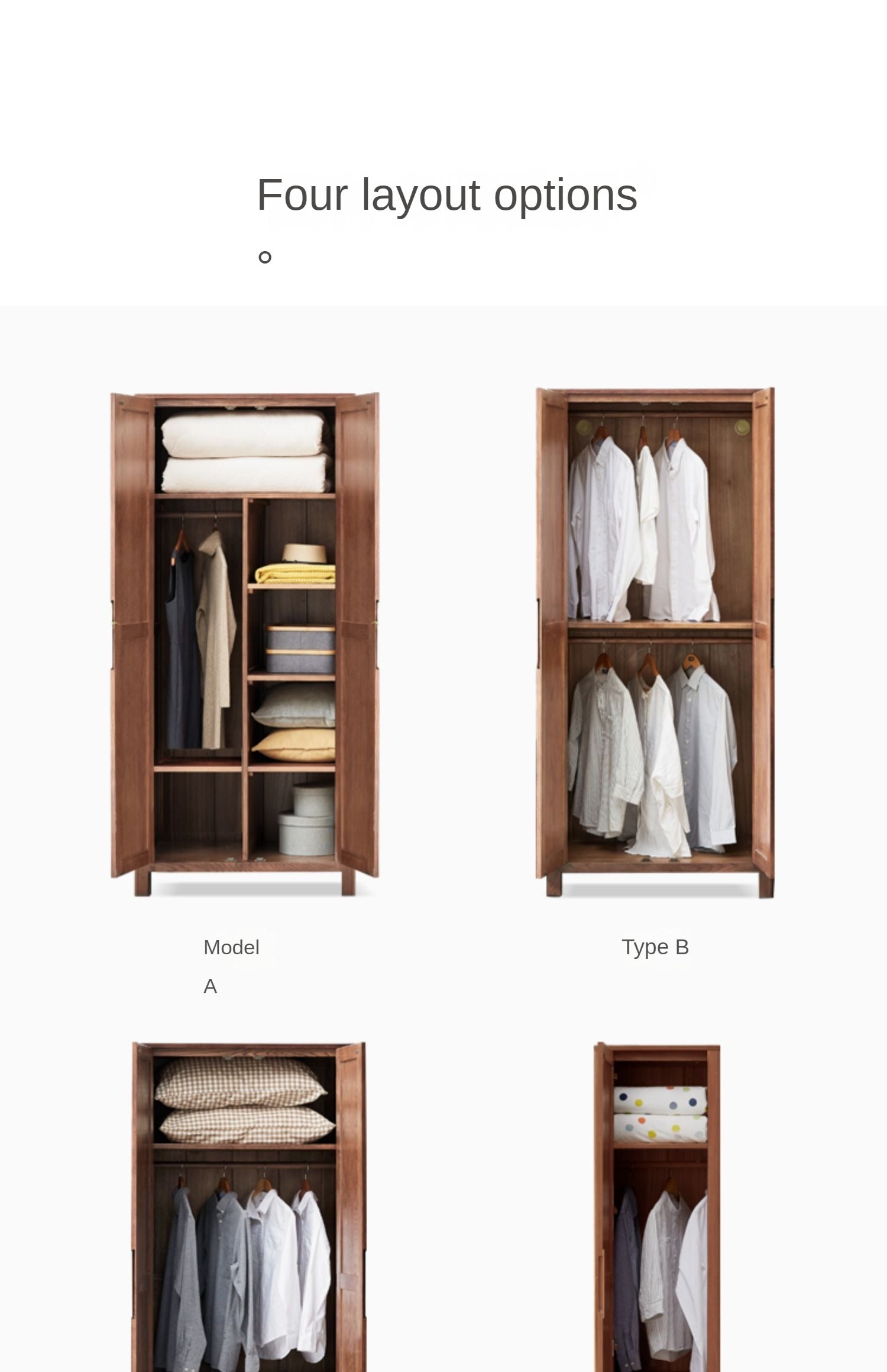Walnut color Wardrobe Oak Solid Wood"