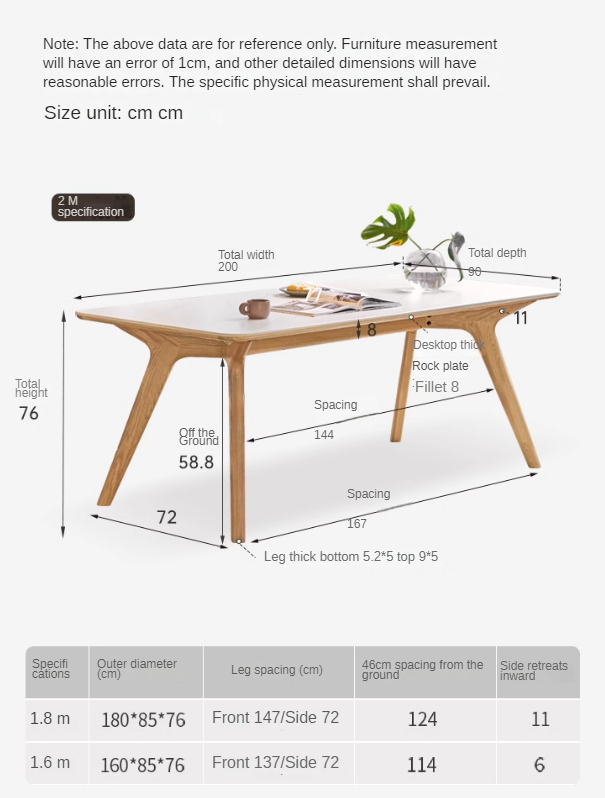 Oak Solid Wood Rock Simple Modern Dining Table