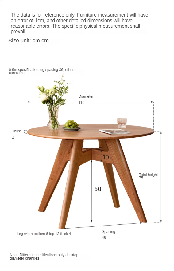 Cherry Wood Solid Wood Retro Dining Table