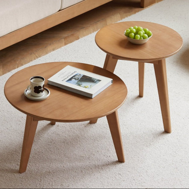 Poplar Solid Wood Modern Round Coffee Table