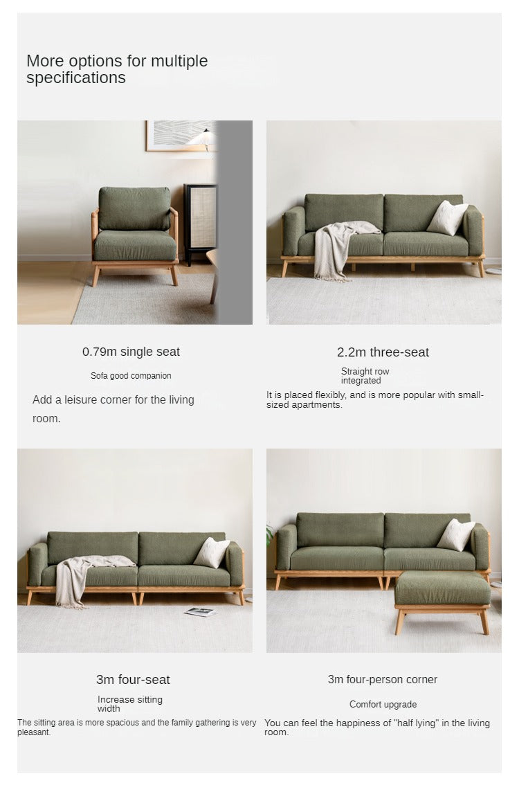 Oak Solid Wood  Fabric Sofa)