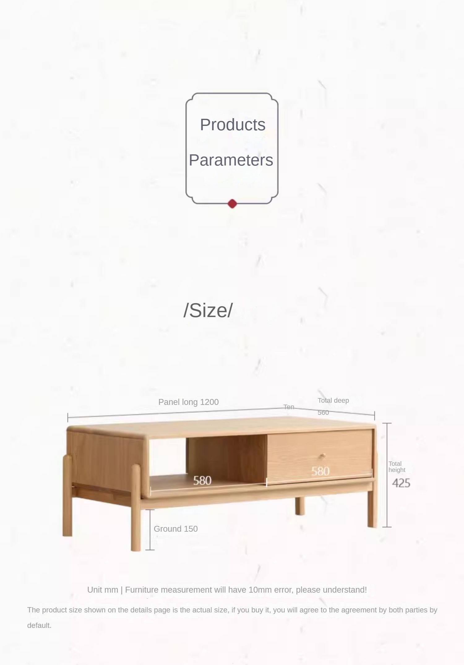 Ash solid wood Nordic style modern coffee table