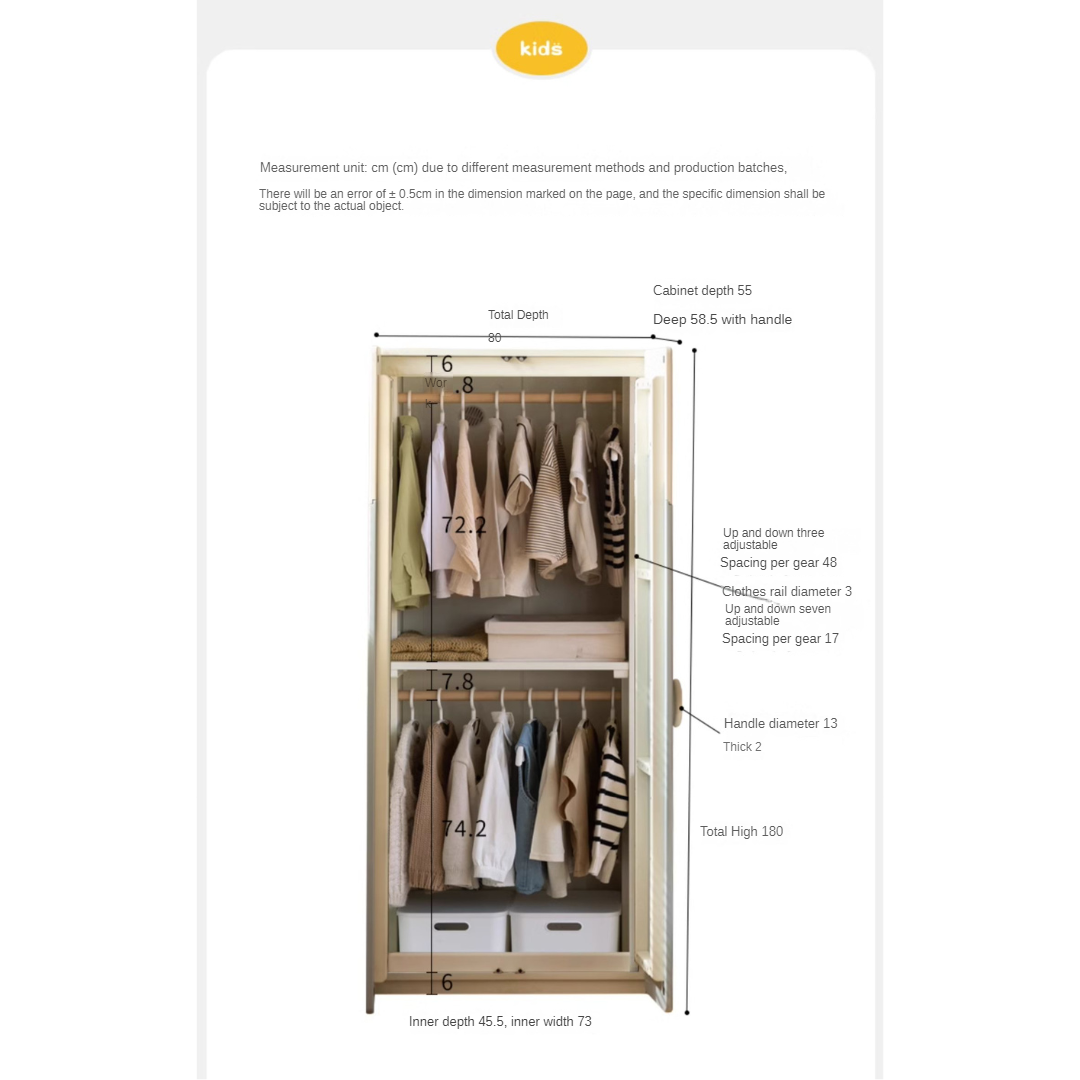 Rubber Solid Wood Children's Wardrobe