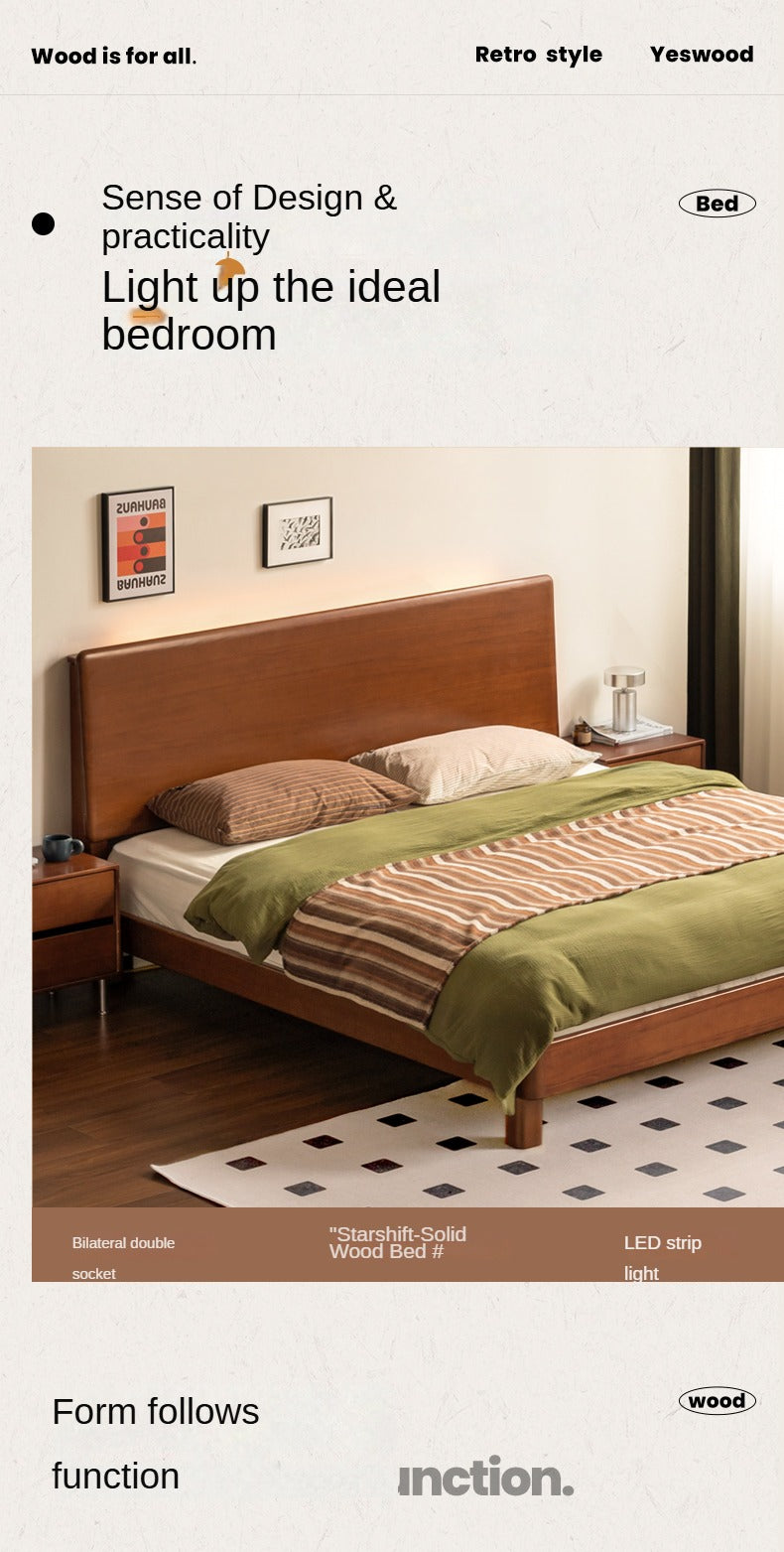 Poplar Solid Wood Large Bed