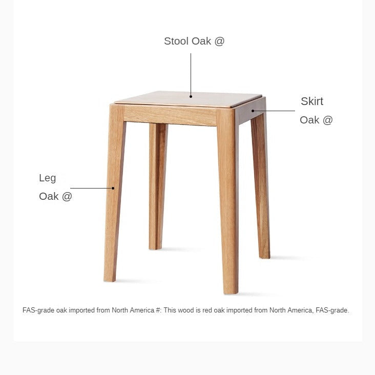 2pcs - Solid Wood Foldable Nordic Square  Stool: