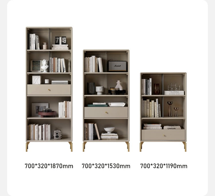 Poplar solid wood bookcase light luxury gray combination cabinet