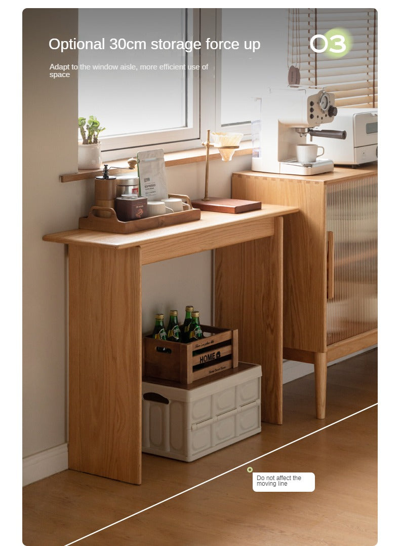 Oak solid wood entrance table corridor wall strip case ultra-narrow table