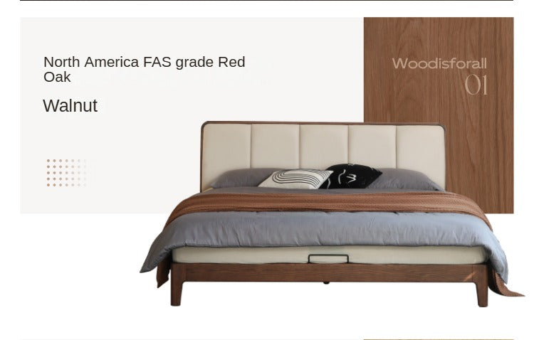 Oak Solid Wood Technology Cloth Bed Modern