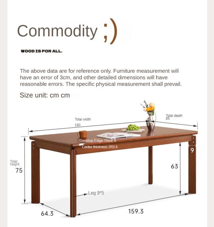 Poplar solid wood medieval teak color retro dining table