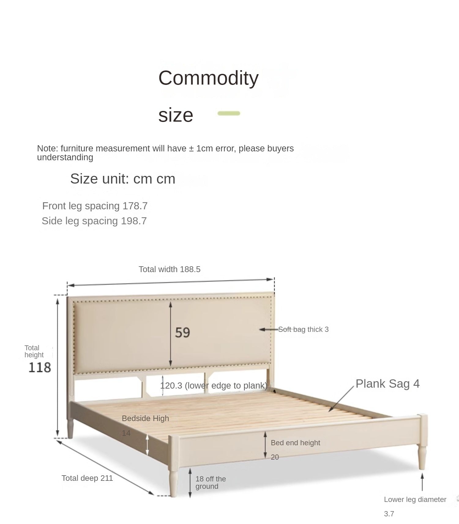 Oak Solid Wood Technology Fabric Soft Bed<