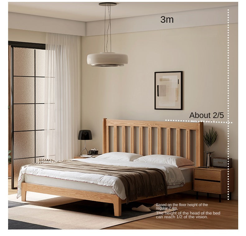 Oak Solid Wood Grille Bed Small Soft Bed