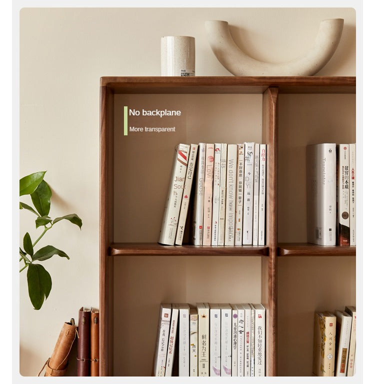 Black walnut solid wood bookshelf shelf free lattice combination -