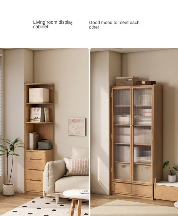 solid wood bookcase free combination floor-to-ceiling bookshelf study ...