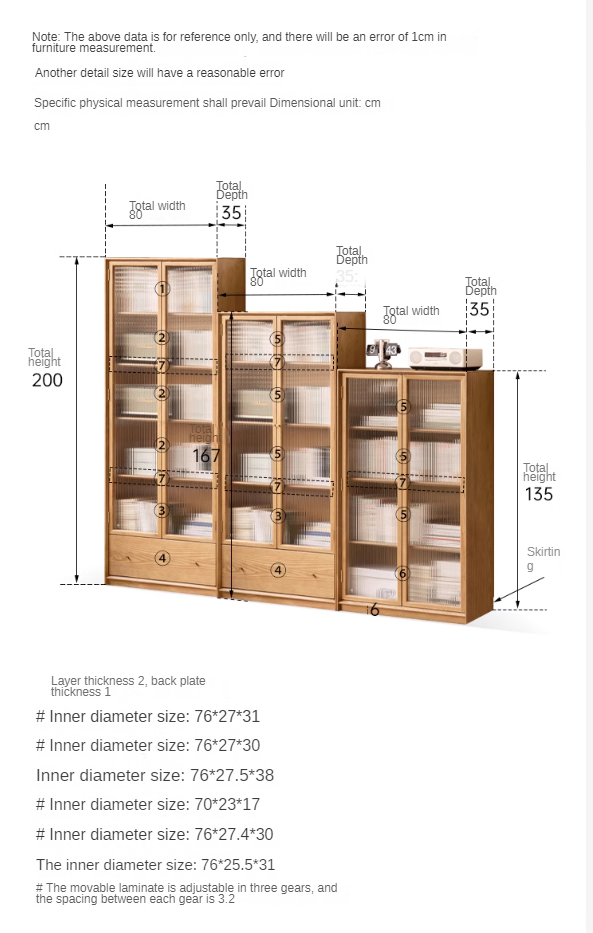 Ash solid wood modern glass floor cabinet