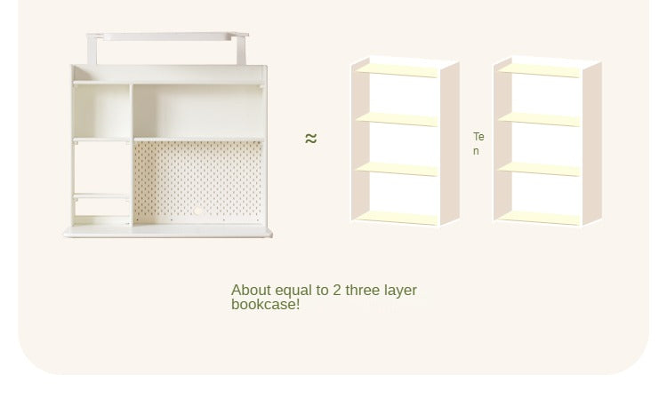 Poplar Solid Wood Cream Style Bookshelf Integrated Table