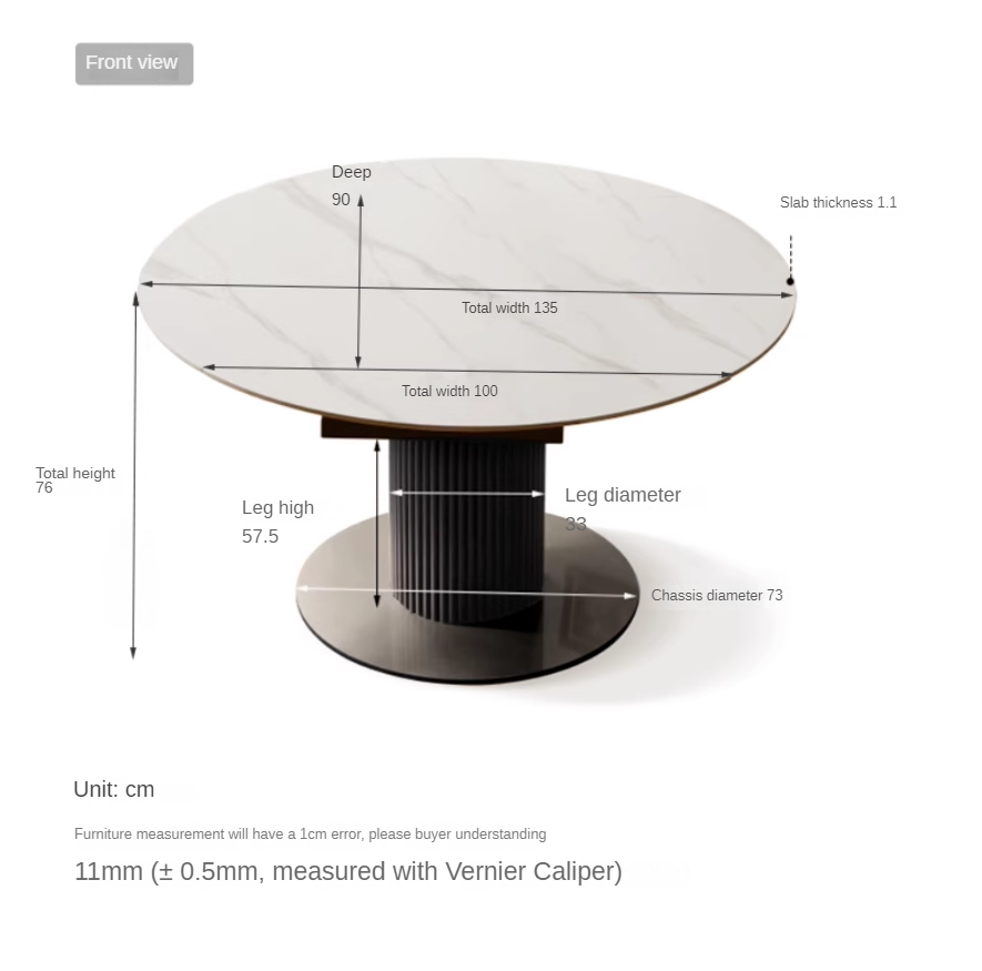 Oak Rotating Telescopic Light Luxury Rock Plate Dining Table