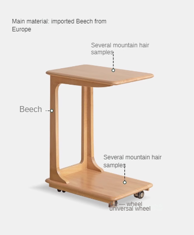 Beech solid wood mobile side table