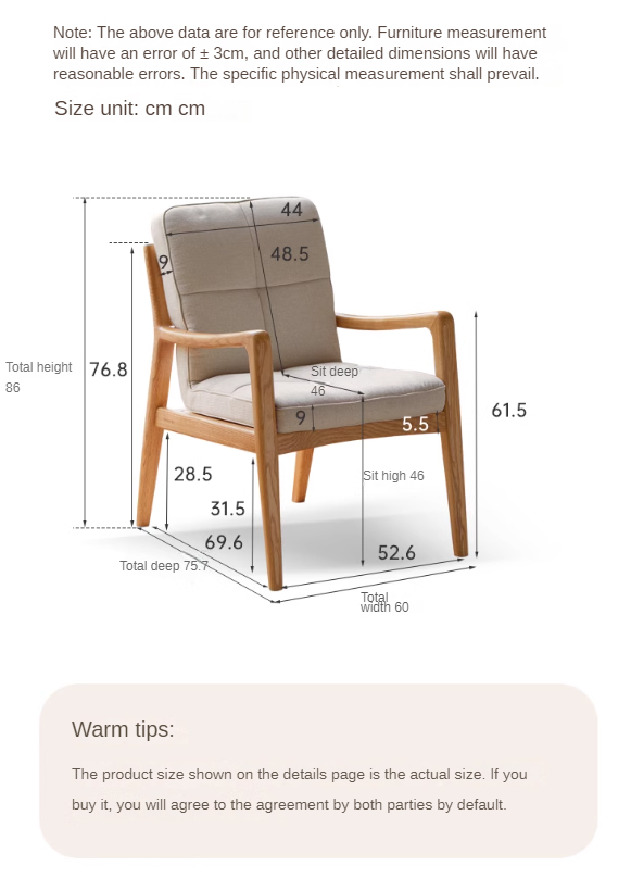 Oak Solid Wood Modern Backrest Cross-legged chair