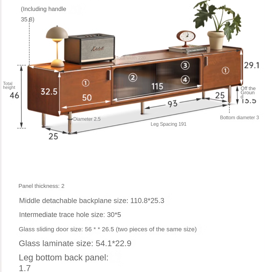 Poplar Solid Wood Retro High Locker TV Cabinet