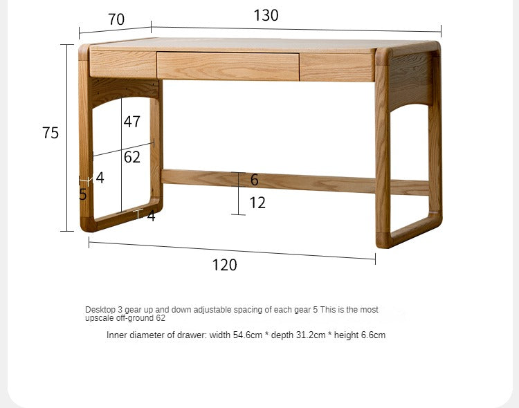 Oak solid wood children's lifting study table "