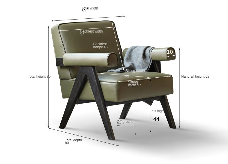 Retro Oak Solid Wood leather armchair*-