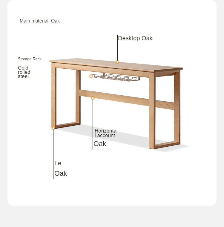 Oak Solid wood long narrow desk-