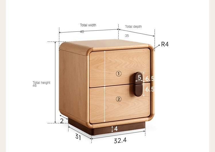 Beech Solid Wood Storage Nightstand